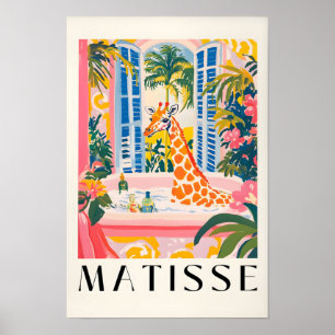 Girafa na Banheira, Poster Engraçado para Banheiro