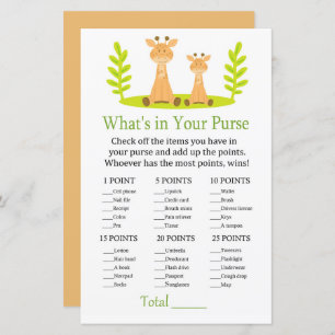 Girafa O que há no seu chá de fraldas de jogo