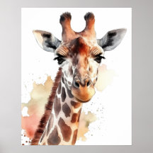 Girafa Olhando Para Nós Watercolor Poster
