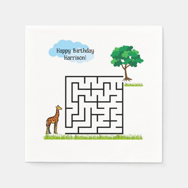 Girafa personalizou quebra-cabeça guardanapos do l (Frente)
