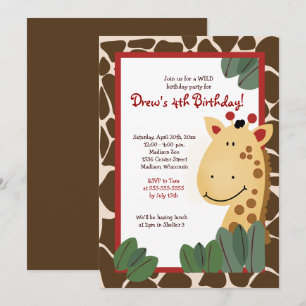 Girafa Qualquer Convite De Aniversário