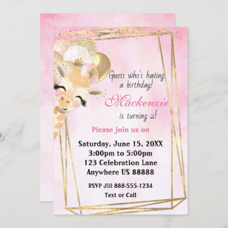 Girafa Qualquer Convite De Aniversário