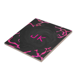 Girafa, rosa quente e Impressão preto