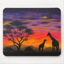 "Girafa Sunset" Giraffe Scense Mouse Pad de Arte C