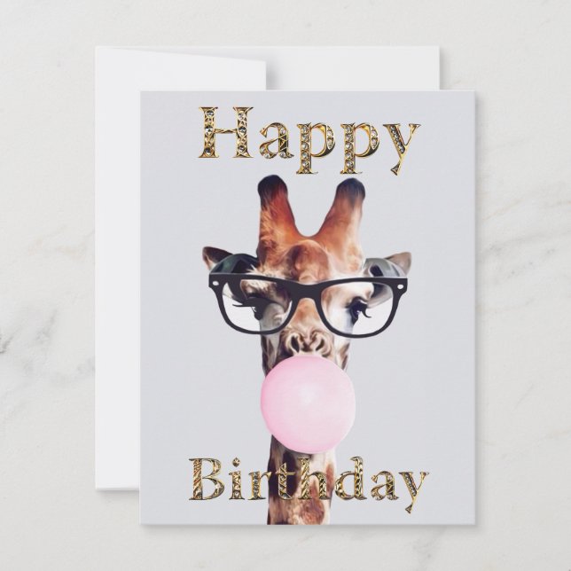 Girafa Usando Óculos Feliz Aniversário (Frente)