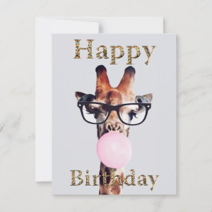 Girafa Vestindo Óculos Feliz Aniversário