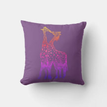 Girafas Beijam arte colorida Almofada de Arremesso