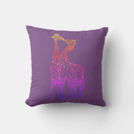 Girafas Beijam arte colorida Almofada de Arremesso