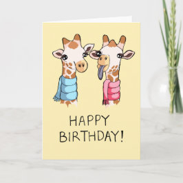 Girafas Bonitas Escarpam Fazendo Feliz Cartão De A
