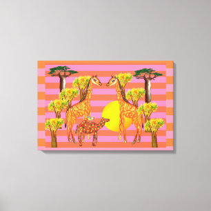 Girafas, Camel e uma Canvas de pássaros