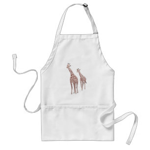 Girafas da mãe e da criança que tiram aventais
