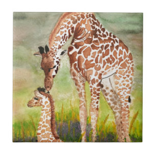 Girafas da mãe e do bebê