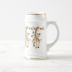 Girafas elegantes caneca de cerveja dourada e bran