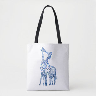 Girafas Kiss Desenhando Tote Bag Totalmente Impres