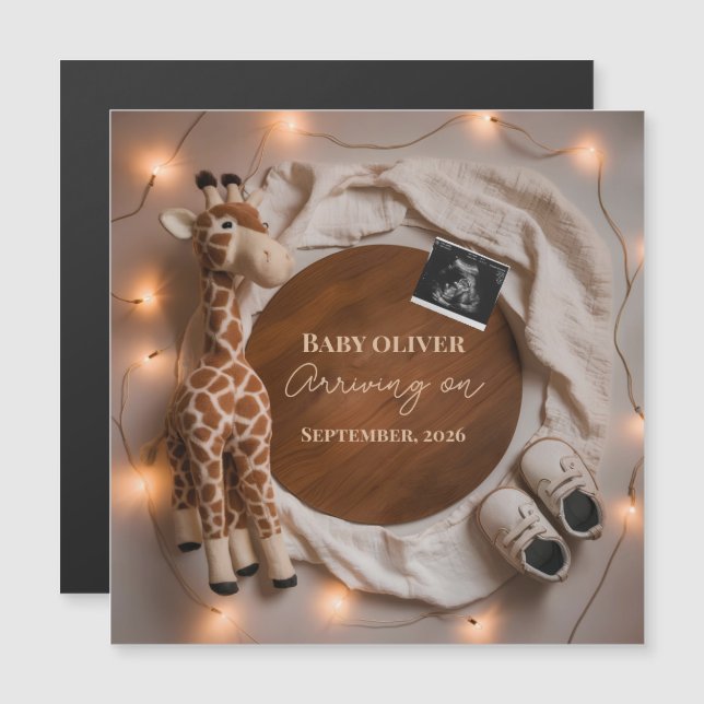  giraffe baby reveal pregnancy announcement card (Frente/Verso)