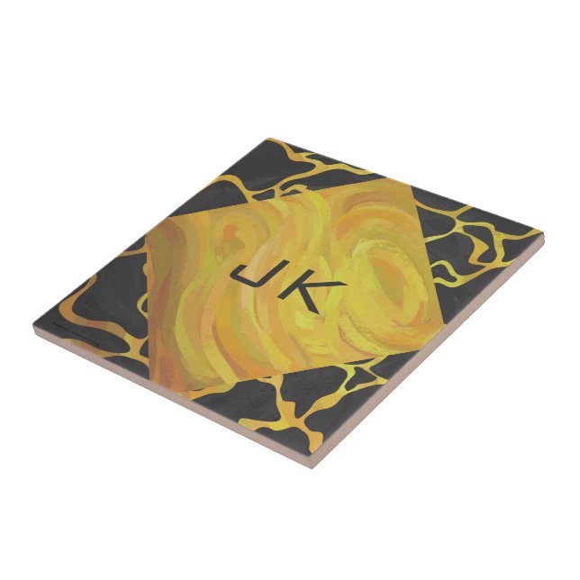 Giraffe Black and Yellow Impressão (Lateral)