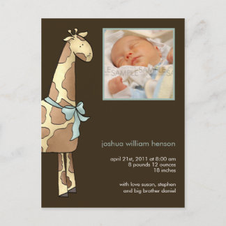 Giraffe Brown/Blue ・ Anúncio de Nascimento