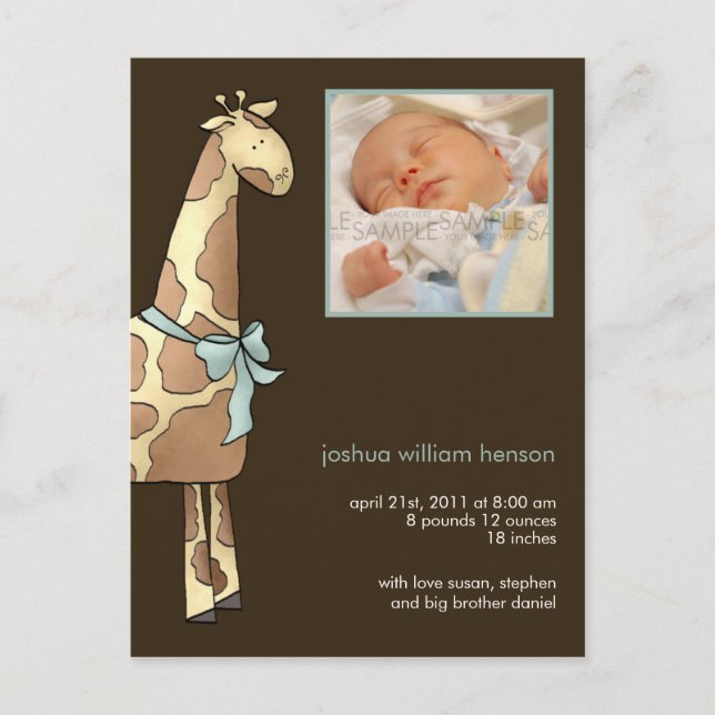 Giraffe Brown/Blue ・ Anúncio de Nascimento (Frente)