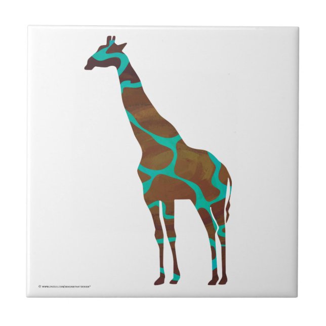 Giraffe Brown e Teal Impressão (Frente)