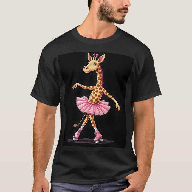 Giraffe On Roller Skates In Pink Tutu Tank Top (Frente)