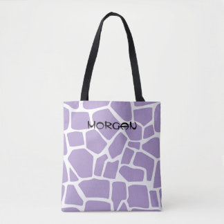 Giraffe Pattern Tote Bag - Design roxo e branco