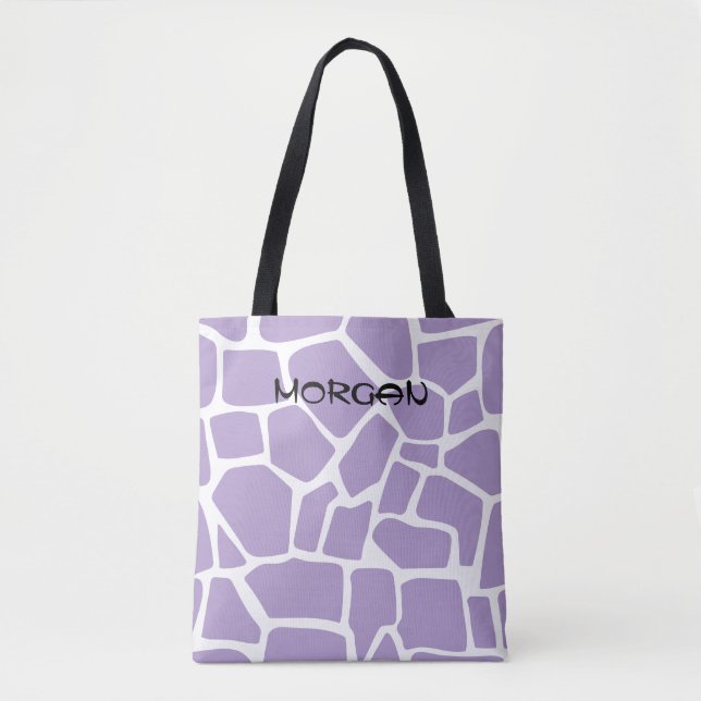 Giraffe Pattern Tote Bag - Design roxo e branco (Frente)