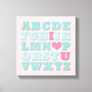 Giraffe Pink Mint Aqua Teal Wall Art Canvas