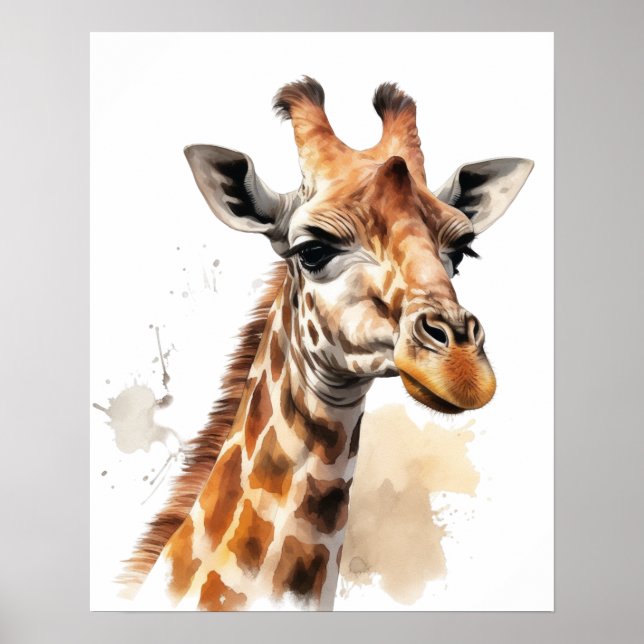 Giraffe Portrait Watercolor Poster (Frente)