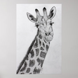 Giraffe Retrait Pencil Sketch Drach Art Impressão