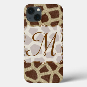 Giraffe Spot Animal Impressão Selvagem Monograma I