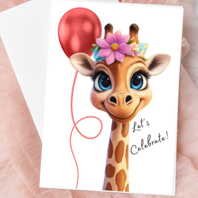 Giraffe, vamos comemorar o cartão (Cute Giraffe Blank Greeting Card)