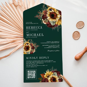 Girasóis Borgonha Código QR Casamento Esmeralda