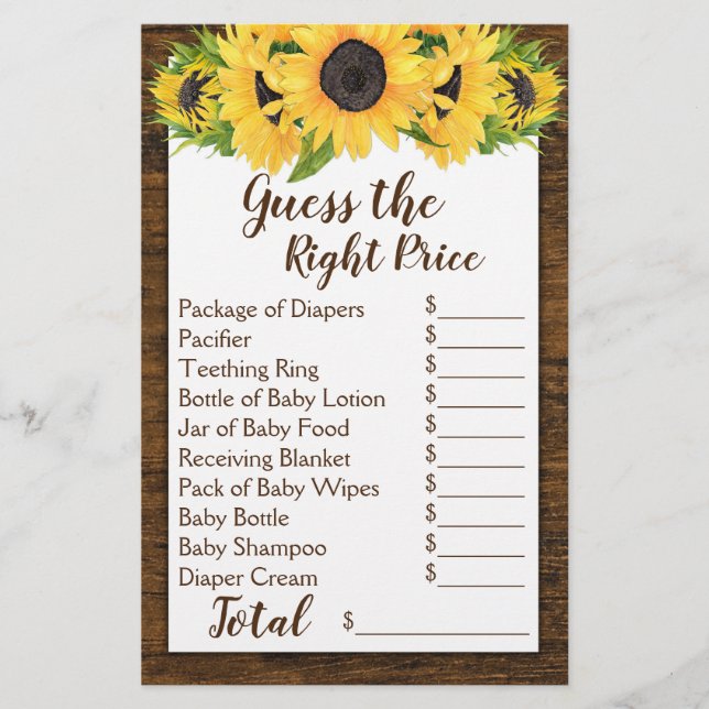 Girassóis 2 Jogos do Chá Adivinhem Preço e Comida  (Frente)