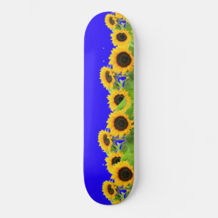 Girassóis Amarelos Skateboard Céu Azul