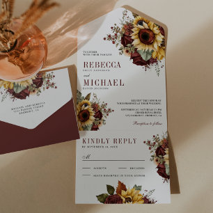 Girassóis Burgundy Floral Casamento