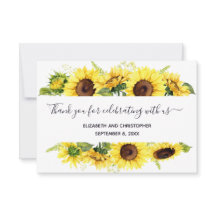 Girassóis Caligrafia Cartões de agradecimentos de 