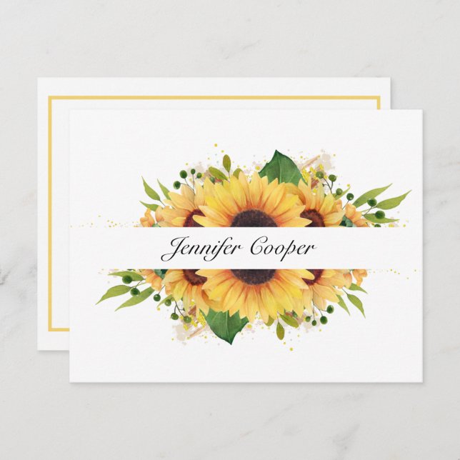 Girassóis Da Sua Mesa Um Cartão De Nota Pessoal (Frente/Verso)