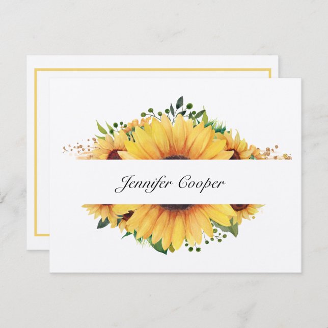 Girassóis Da Sua Mesa Um Cartão De Nota Pessoal (Frente/Verso)