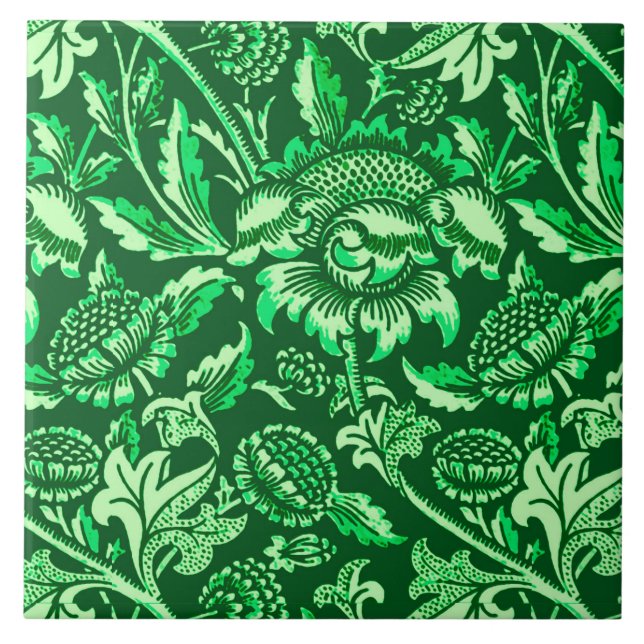 Girassóis de William Morris, verde esmeralda (Frente)