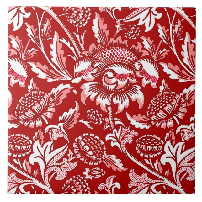 Girassóis de William Morris, vermelho escuro e (Frente)