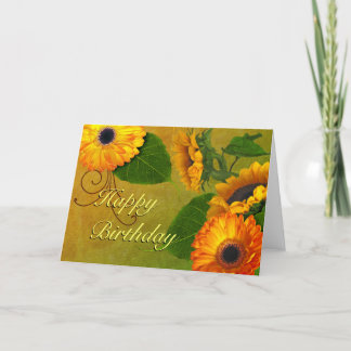 Girassóis e Zinnias Cartão de Aniversário