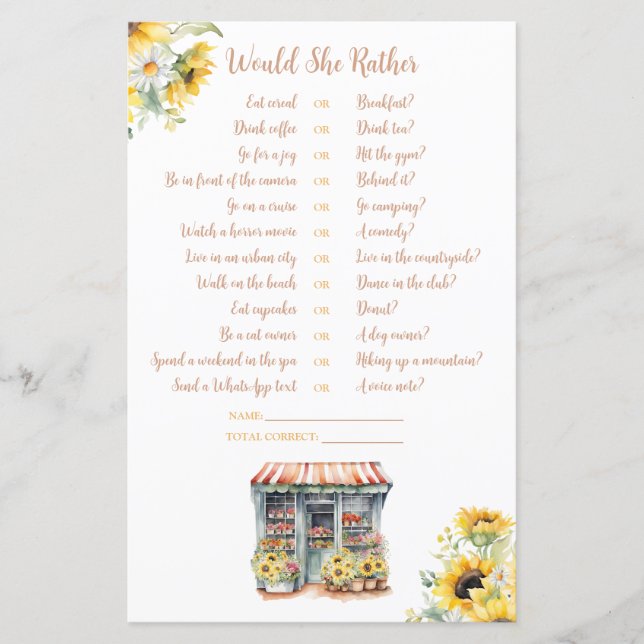 Girassóis Ela está fora do mercado Ela iria Prefer (Frente)