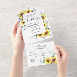 Girassóis Eucalyptus Rustic Floral Casamento RSVP