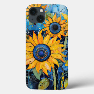 Girassóis Flores selvagens Flor Mídia Mista Design