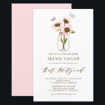 Girassóis Rosa Mason Jar Bat Mitzvah Convite<br><div class="desc">Convide familiares e amigos para o seu evento com este convite personalizável do bat mitzvah. Apresenta girassóis cor-de-rosa num jarro de mason. Personalize adicionando seus detalhes. Este convite de morcego de girassol mitzvah é perfeito para qualquer tema ou estação.</div>