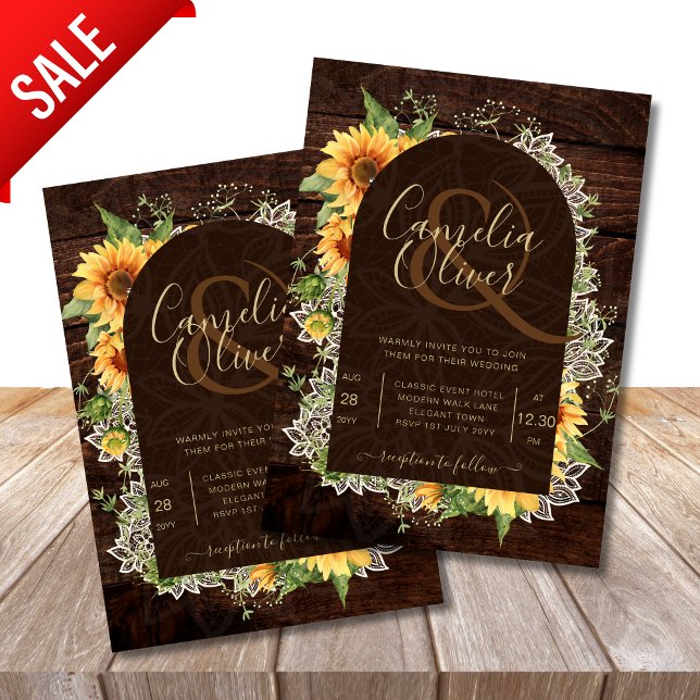 Girassóis russos Elegantes e Convite de casamento  (Criador carregado)