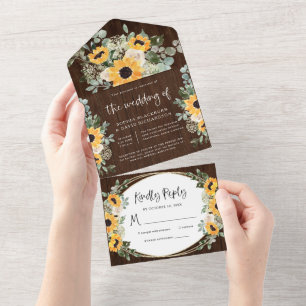 Girassóis russos Watercolor Floral Wedding