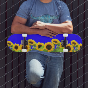 Girassóis Skateboard Céu Azul