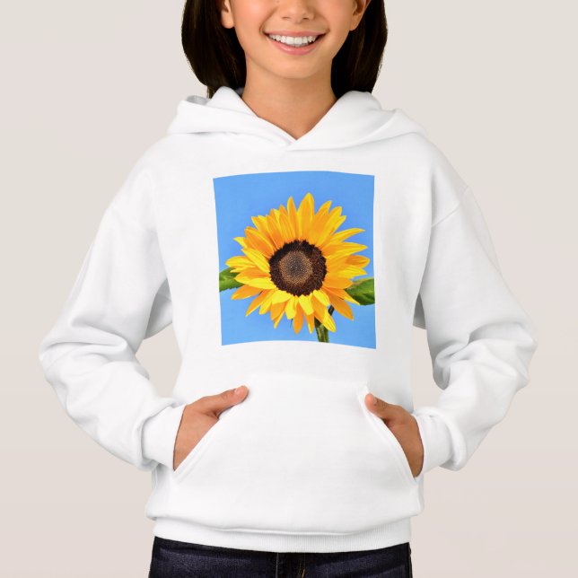 Girassol Amarelo em Hoodie Azul Sky (Frente)