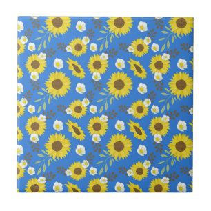 Girassol Amarelo Flor Floral Fundo Azul